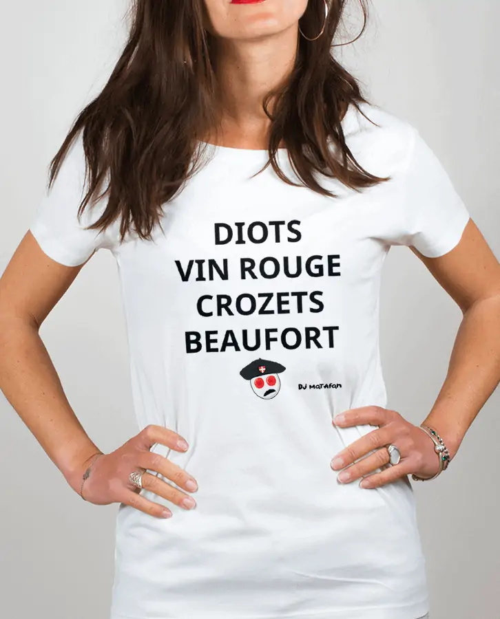 T shirt Femme Blanc Dioit vin rouge crozets beaufort