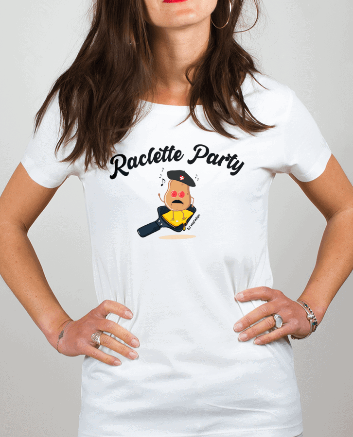 T shirt Femme Blanc Raclette Party