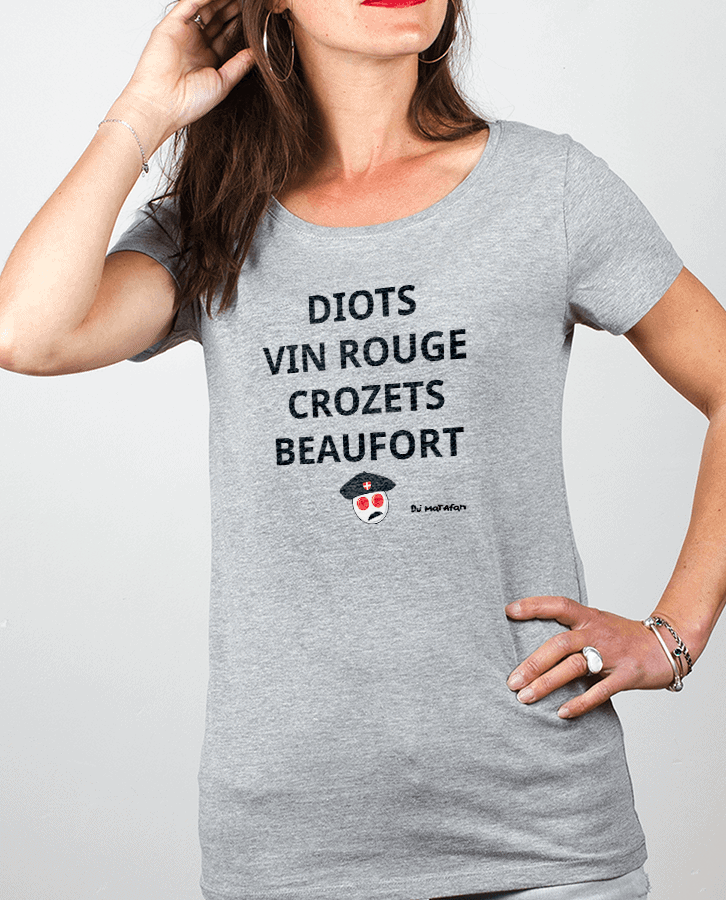 T shirt Femme Gris Dioit vin rouge crozets beaufort