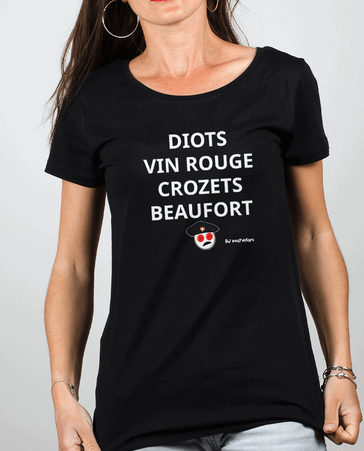 T shirt Femme Noir Dioit vin rouge crozets beaufort