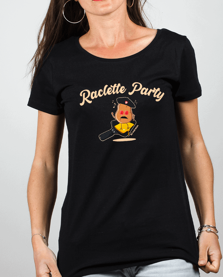 T shirt Femme Noir Raclette Party