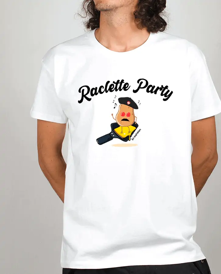 T shirt Homme Blanc Raclette Party