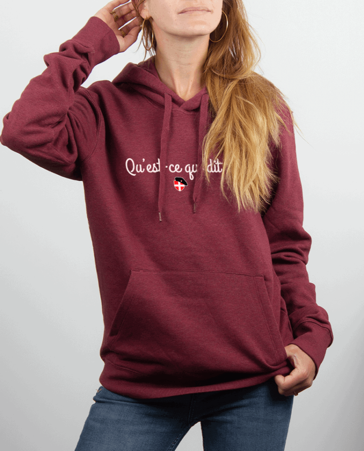 Sweat Femme rouge Bordeau quest ce qui dit