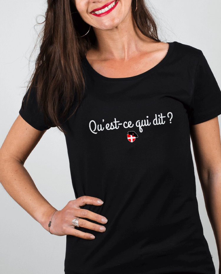 T shirt Femme Noir quest ce qui dit