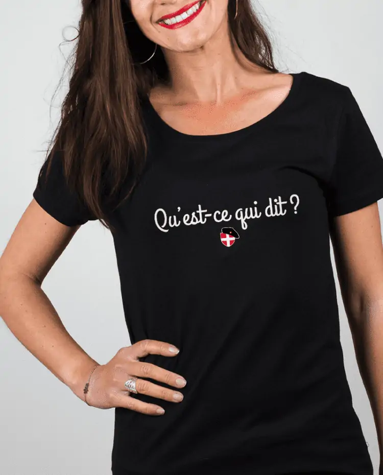 T shirt Femme Noir quest ce qui dit