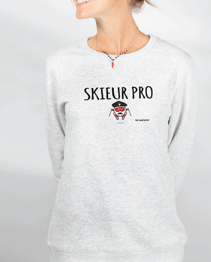 Pull Femme Blanc Skieur Pro