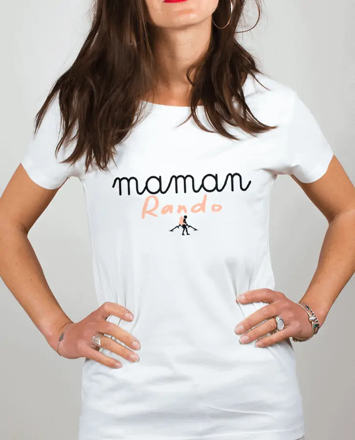 T shirt Femme Blanc Maman Rando montagne