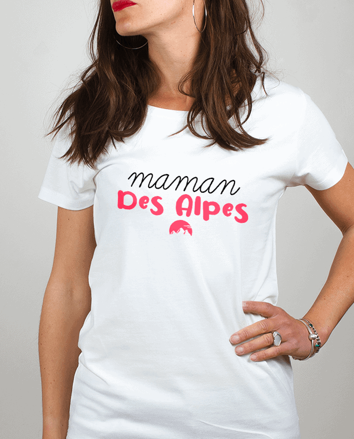 T shirt Femme Blanc Maman des Alpes