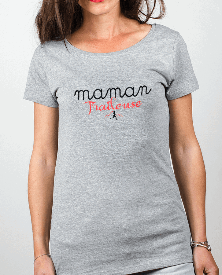 T shirt Femme Gris Maman Traileuse