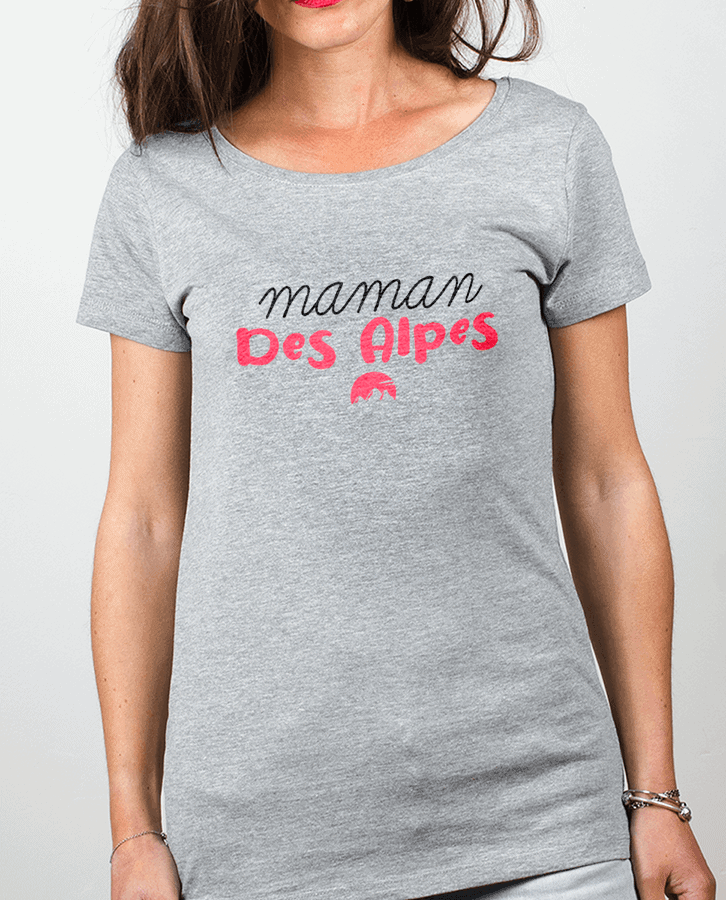 T shirt Femme Gris Maman des Alpes