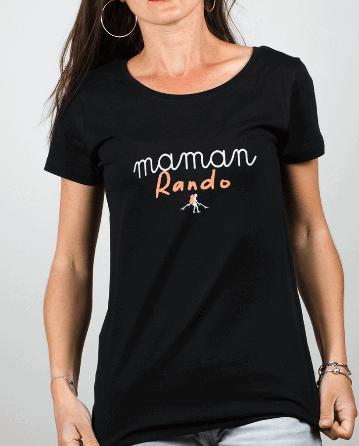 T shirt Femme Noir Maman Rando montagne