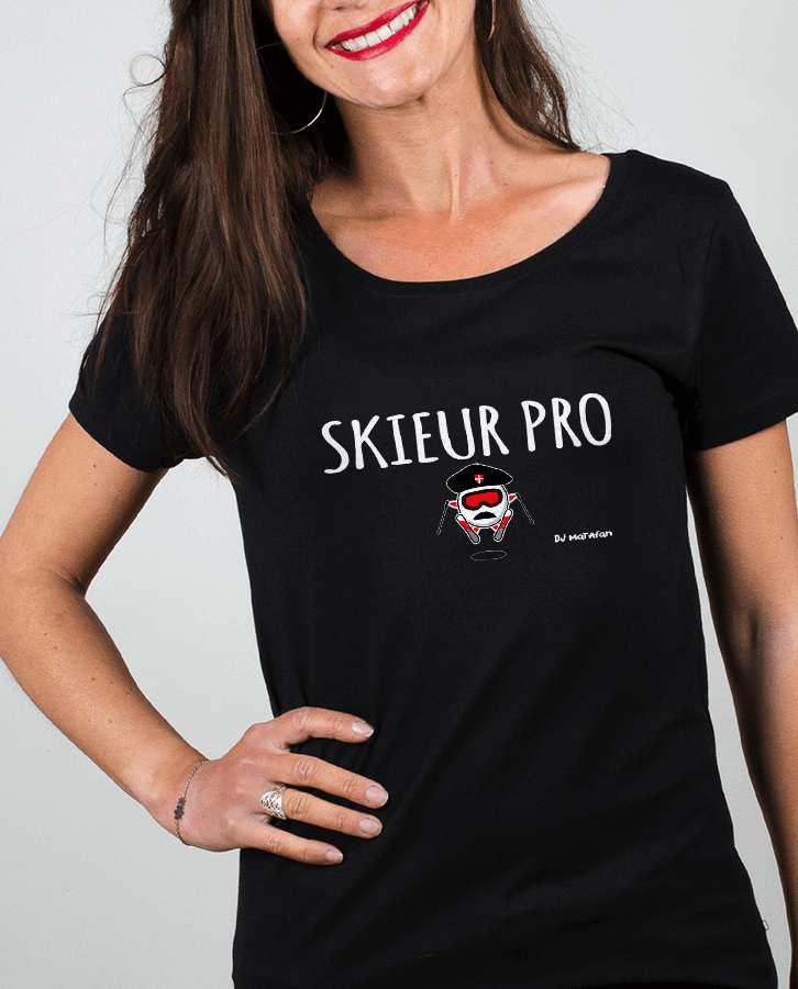 T shirt Femme Noir Skieur Pro