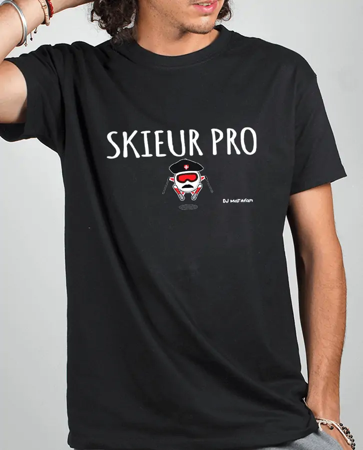T shirt Homme Noir Skieur Pro