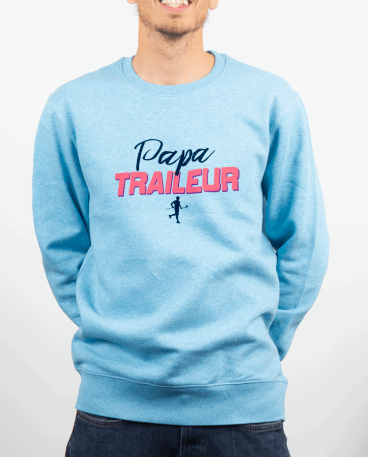 Pull Homme bleu ciel Papa traileur