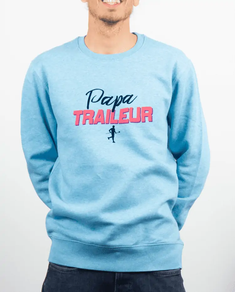 Pull Homme bleu ciel Papa traileur