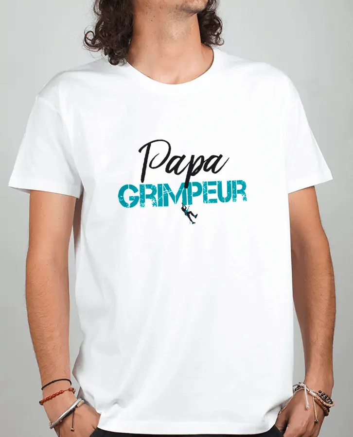 T shirt Homme Blanc Papa Grimpeur