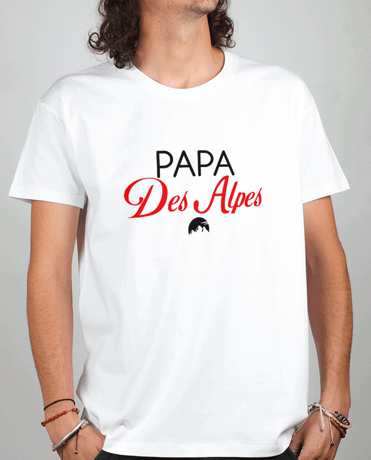T shirt Homme Blanc Papa des Alpes
