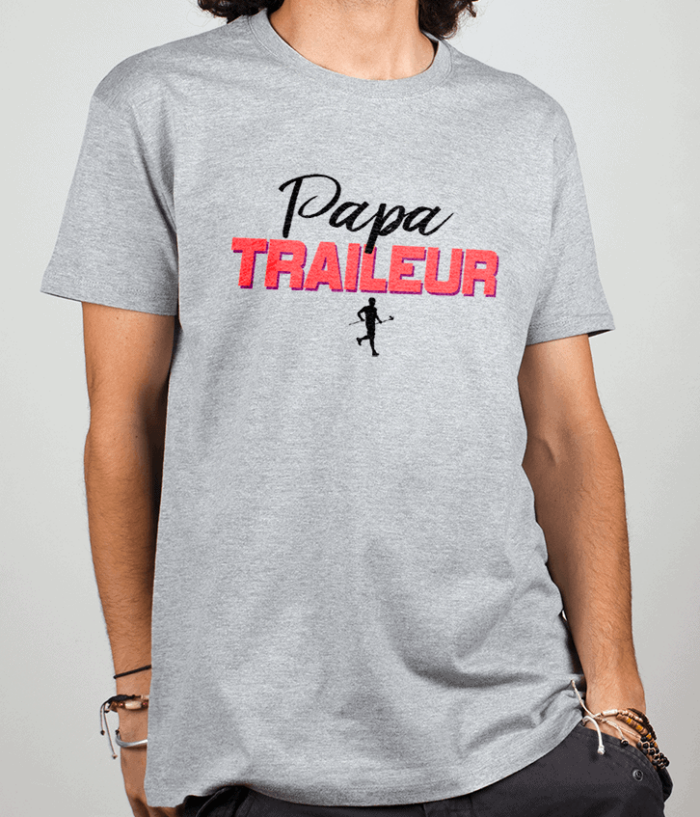 T shirt Homme Gris Papa traileur
