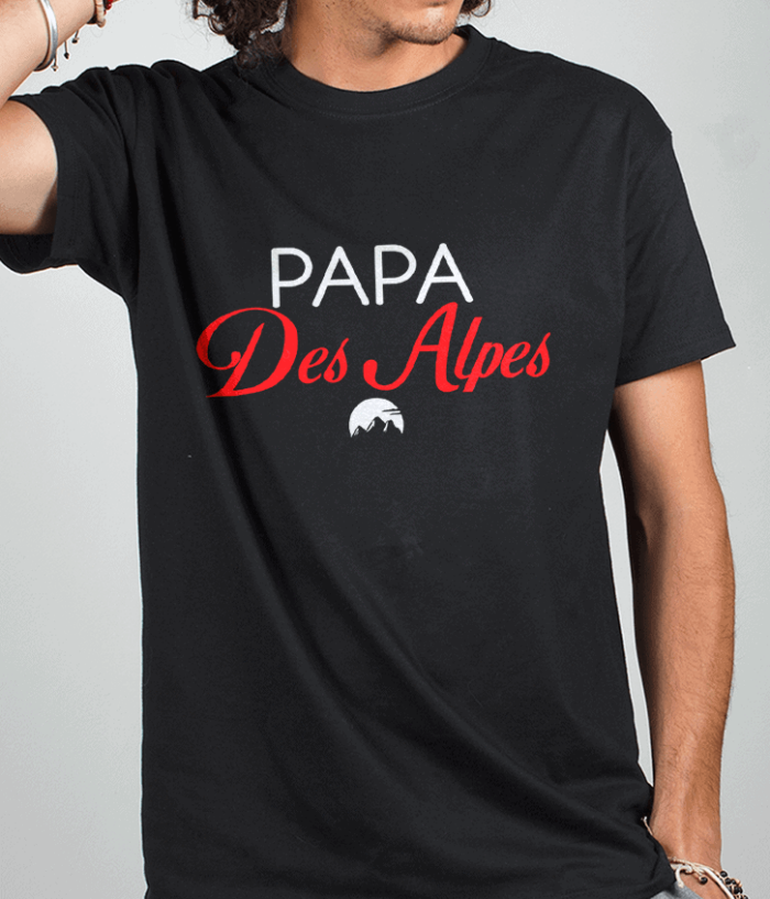 T shirt Homme Noir Papa des Alpes