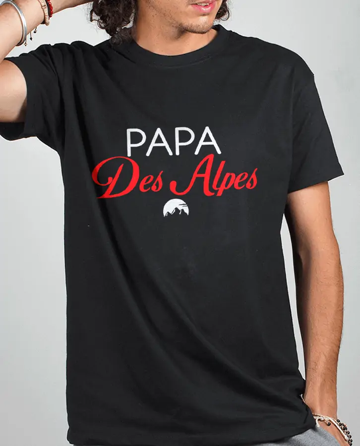 T shirt Homme Noir Papa des Alpes