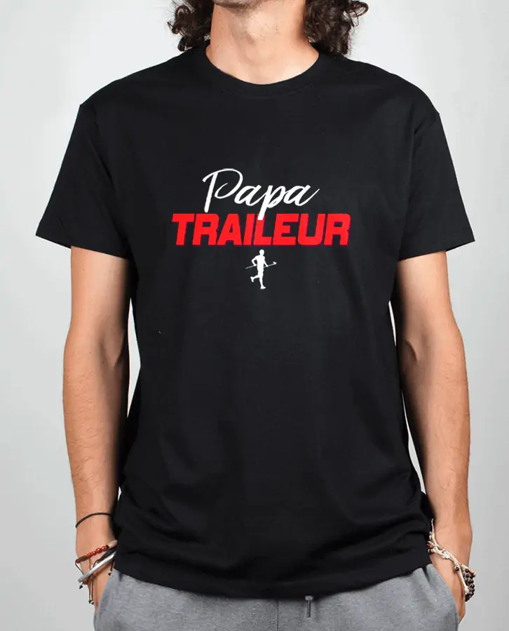 T shirt Homme Noir Papa traileur
