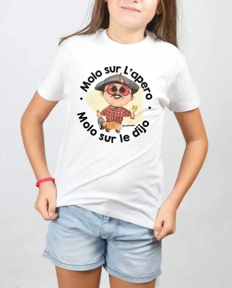 T shirt Blanc enfant MOLO SUR APERO dj matafan