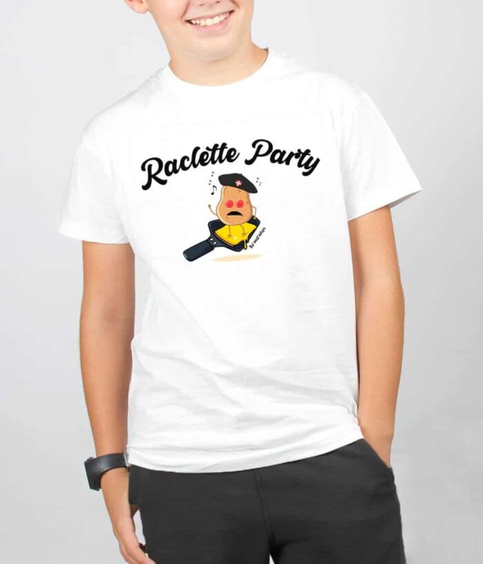 T shirt Blanc enfant Raclette Party dj matafan