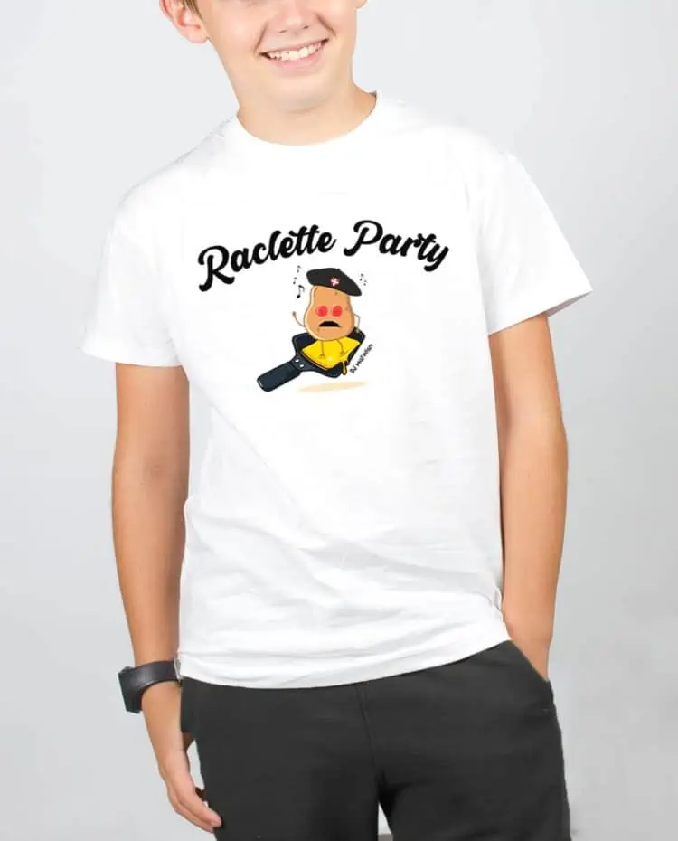 T shirt Blanc enfant Raclette Party dj matafan