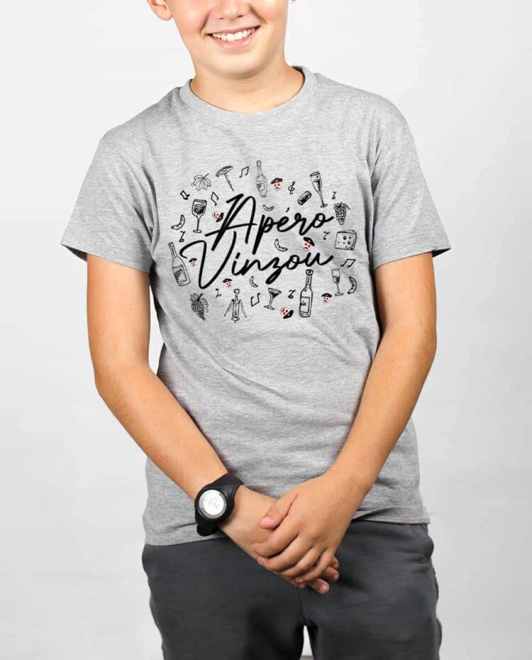 T shirt gris enfant Garcon 1 apero vinzou