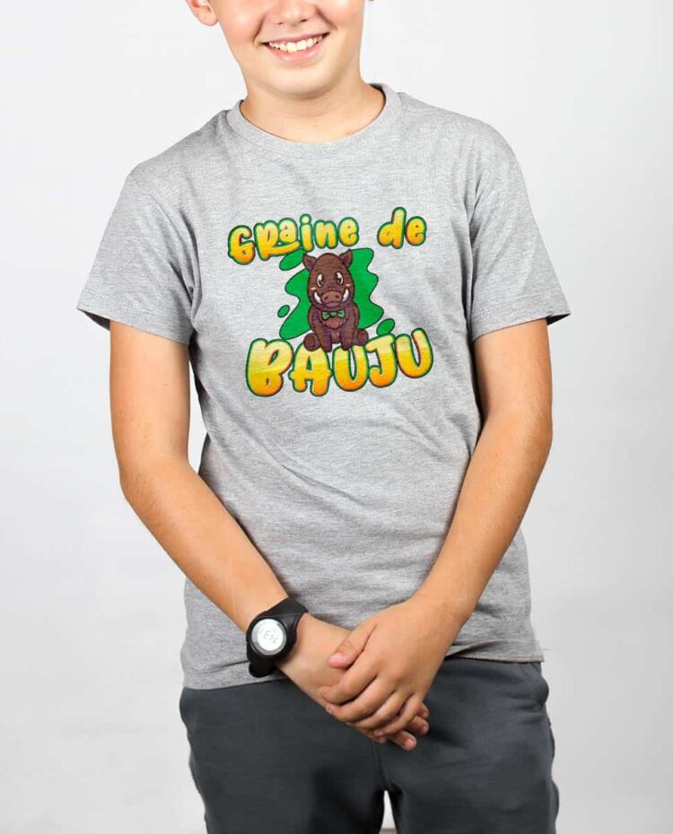 T shirt gris enfant Garcon Graine de bauju