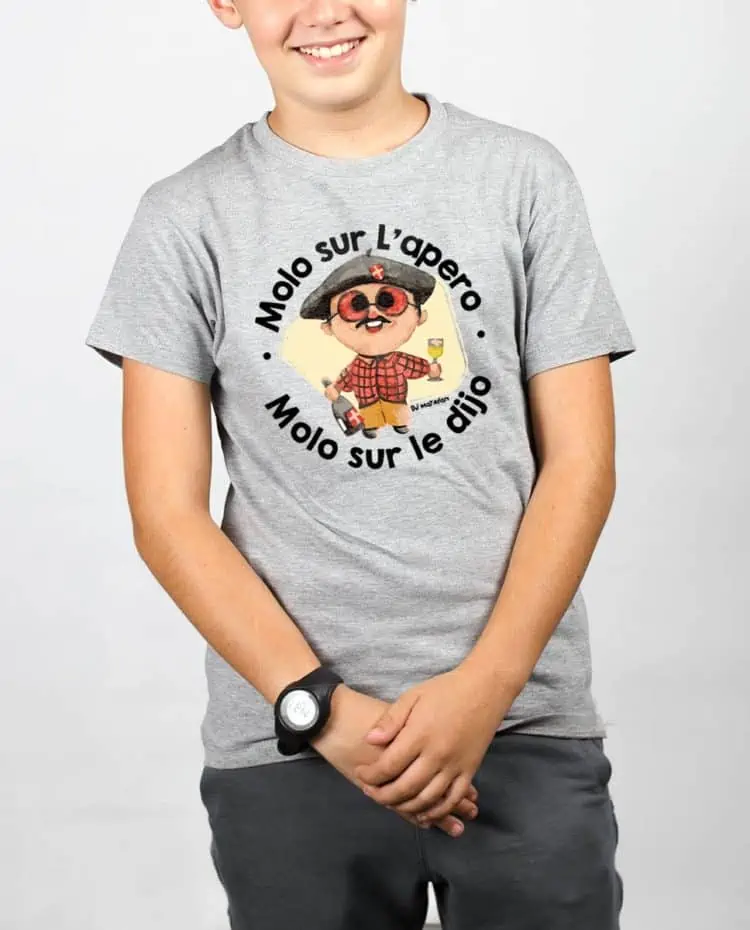 T shirt gris enfant MOLO SUR APERO dj matafan