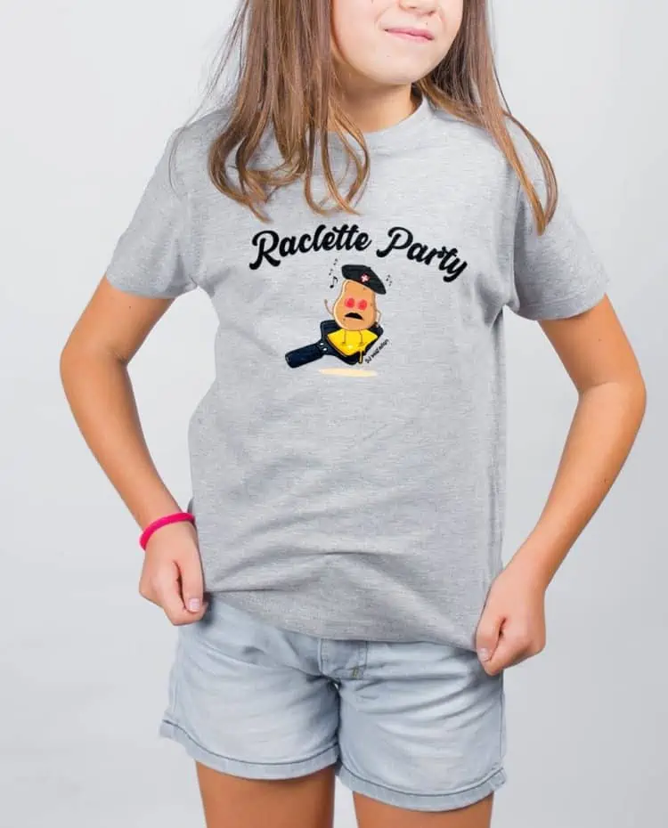 T shirt gris enfant Raclette Party dj matafan