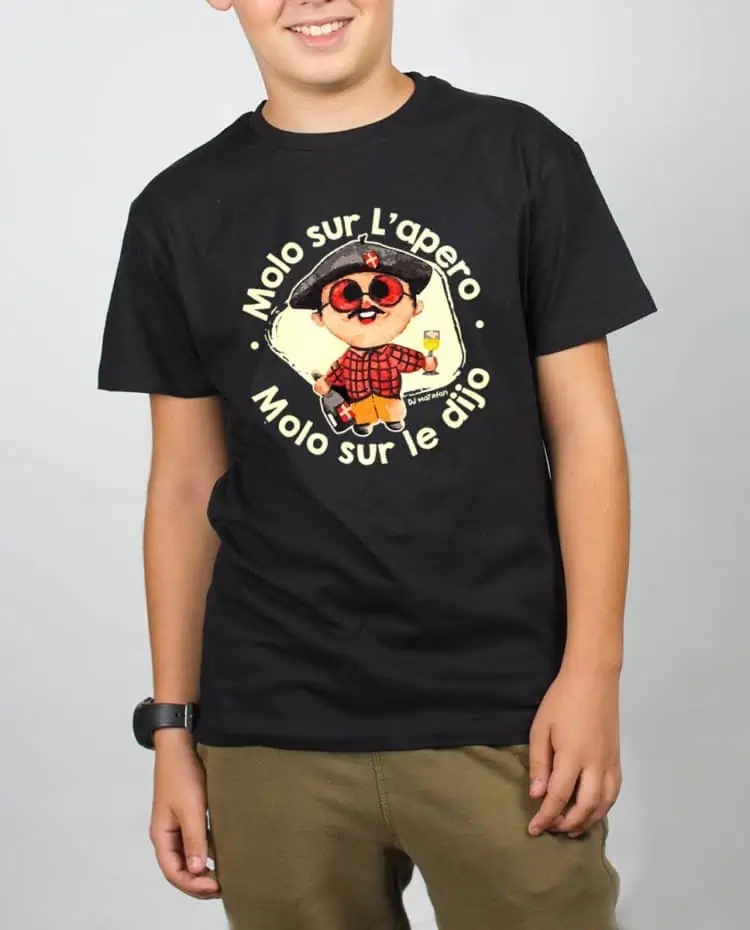 T shirt noir enfant MOLO SUR APERO dj matafan