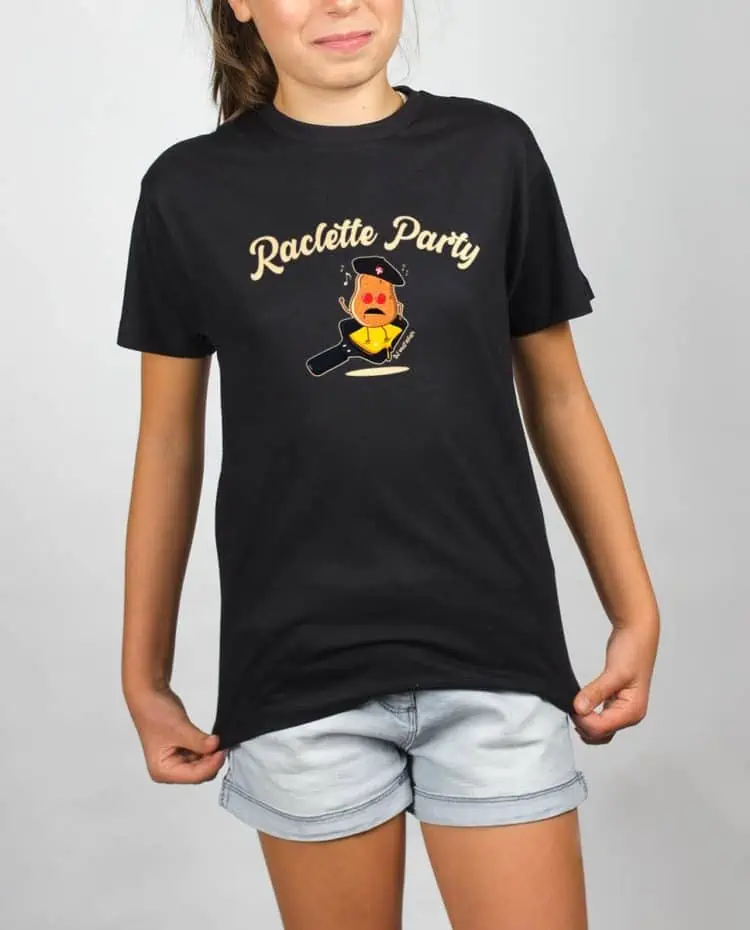 T shirt noir enfant Raclette Party dj matafan