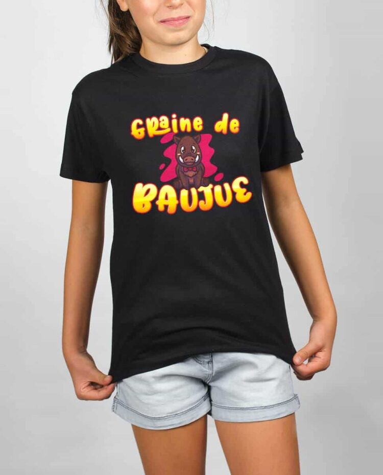 T shirt noir enfant fille Graine de baujue