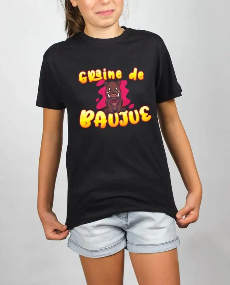 T shirt noir enfant fille Graine de baujue