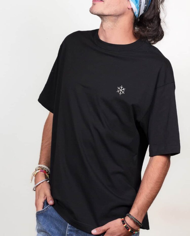 Les savoyards t shirt Oversize homme Noir flocon de neige