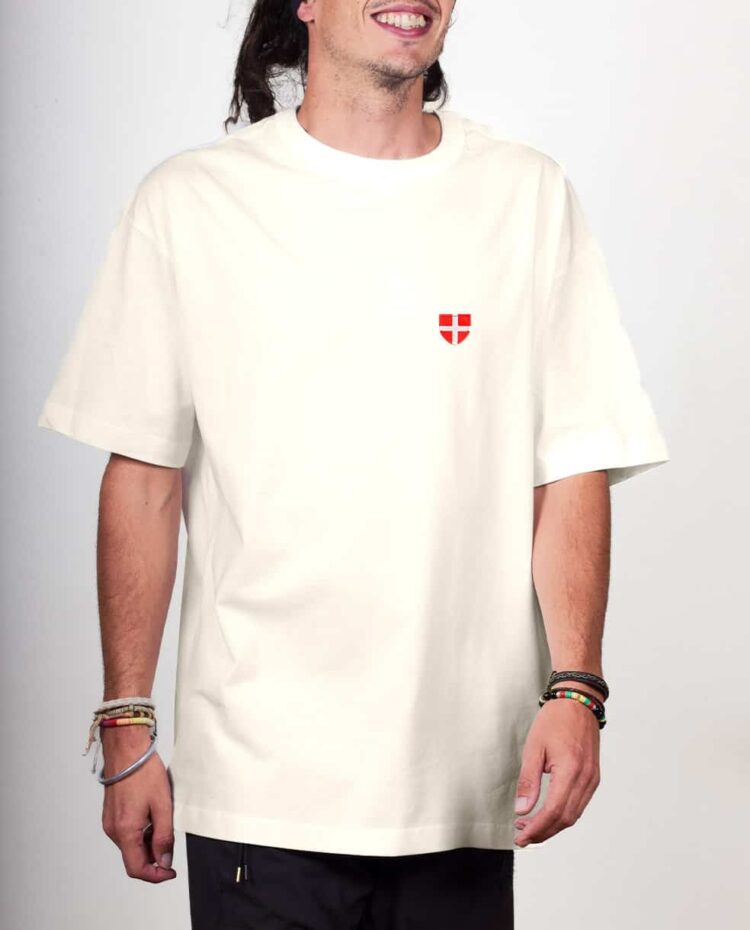 Les savoyards t shirt Oversize homme blanc natural drapeau blason de savoie