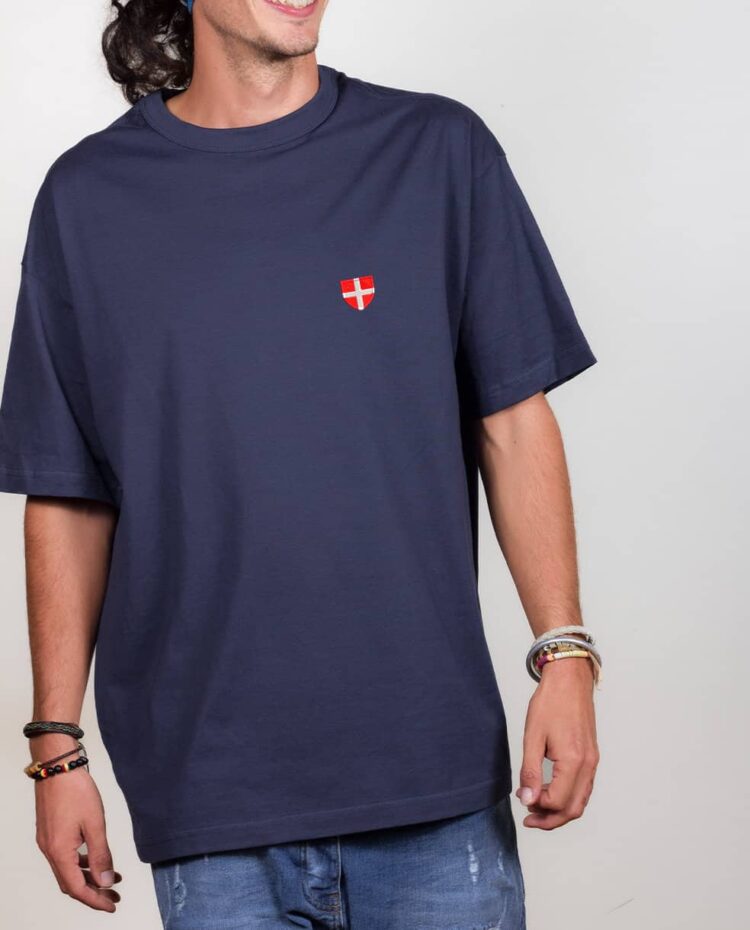 Les savoyards t shirt Oversize homme bleu royal drapeau blason de savoie