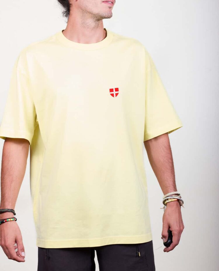 Les savoyards t shirt Oversize homme jaune drapeau blason de savoie