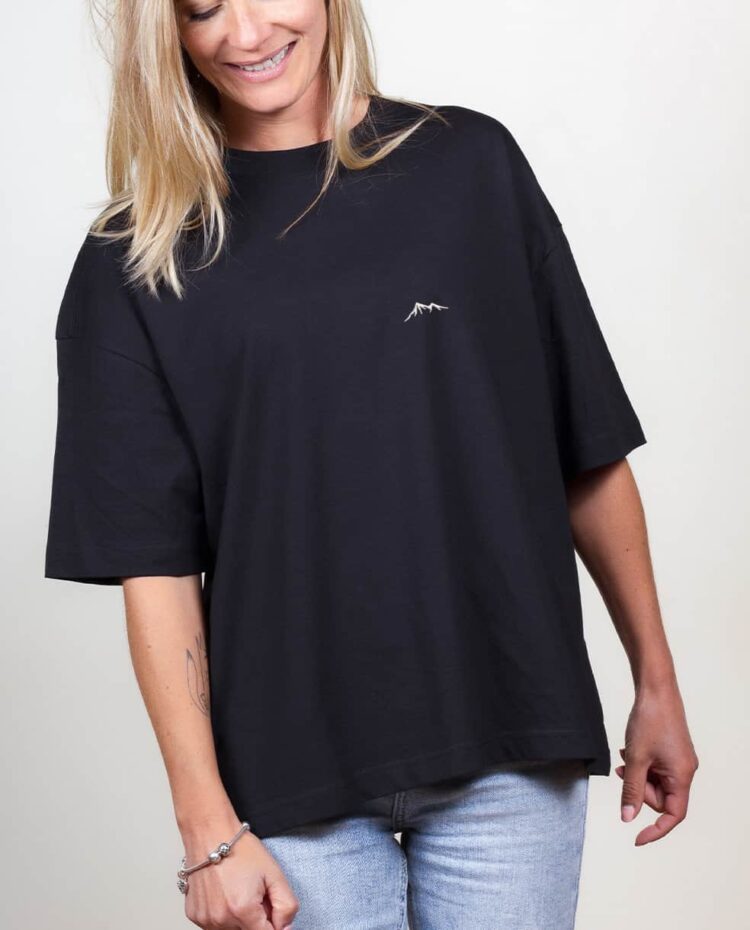 Les savoyards t shrt brode Oversize Femme Noir montagne