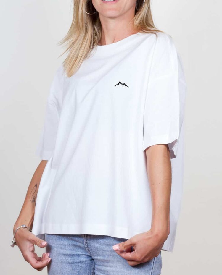 Les savoyards t shrt brode Oversize Femme blanc montagne