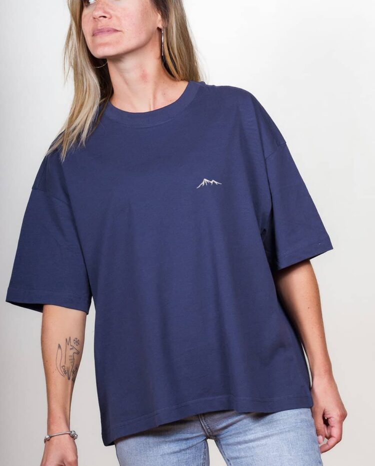 Les savoyards t shrt brode Oversize Femme bleu royal montagne