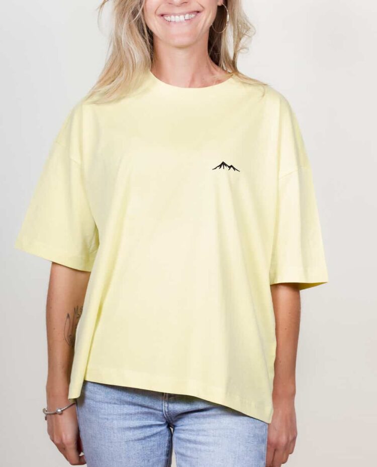 Les savoyards t shrt brode Oversize Femme jaune montagne