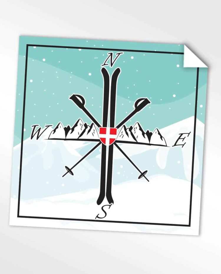 Stickers Montagnes ski boussole