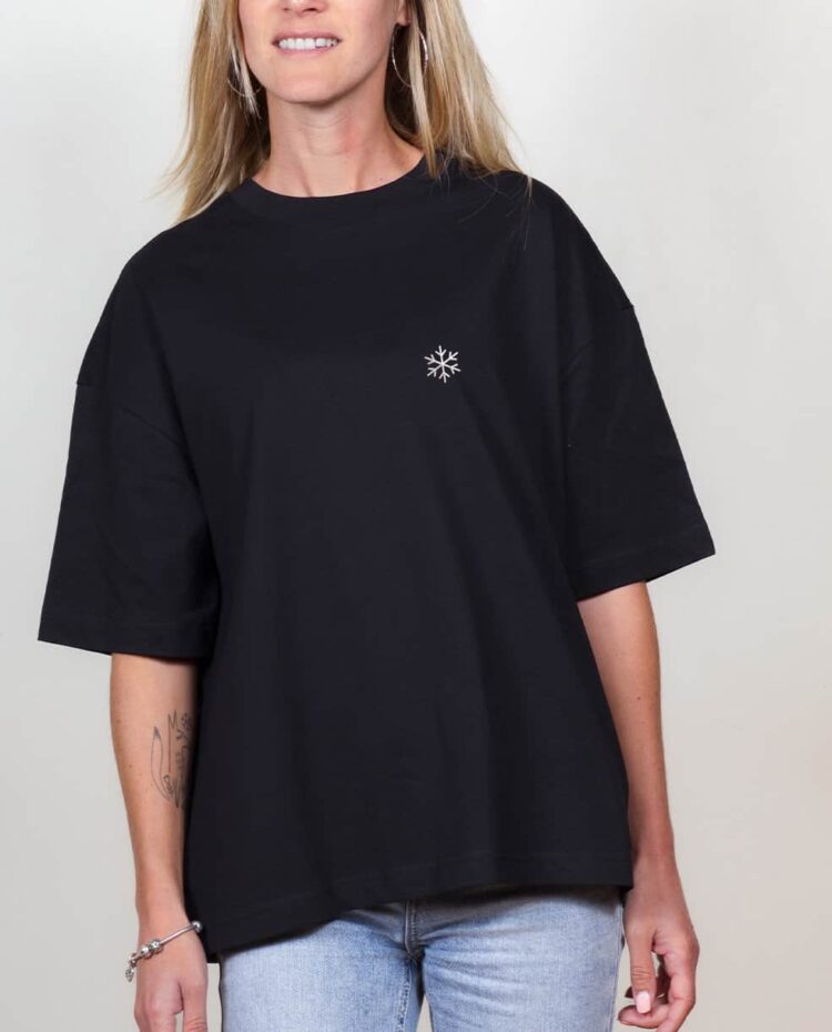 les savoyards t shirt Oversize Femme Noir flocon de neige
