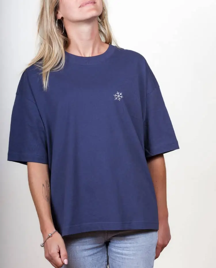 les savoyards t shirt Oversize Femme bleu royal flocon de neige