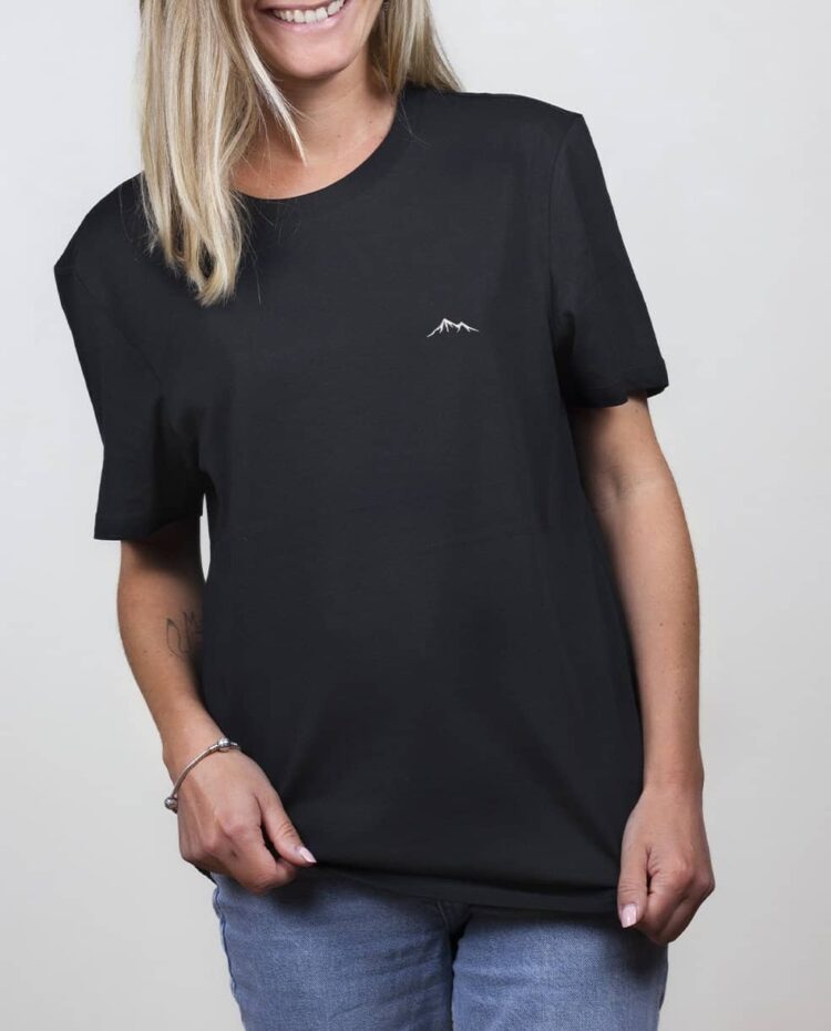 t shirt bio femme Noir montagne