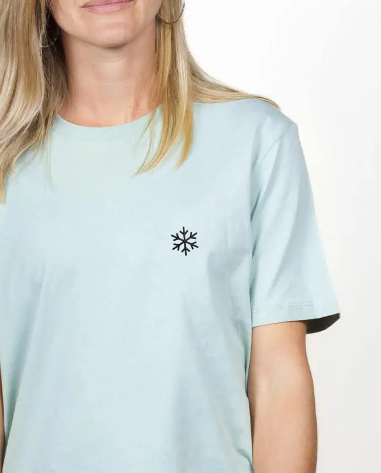 t shirt bio femme jade zoom Flocon de neige