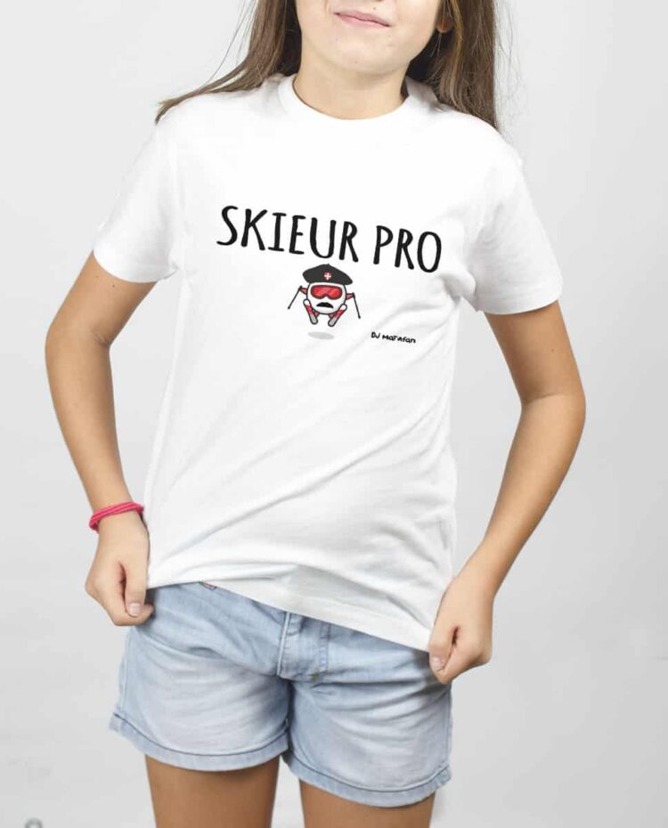 T SHIRT FILLE BLANC DJ MATAFAN SKIEUR PRO